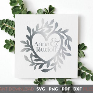 ハートフレーム svg png | ウェディングサイン SVG | ハートボーダー svg | ハートリース svg | ファミリーサイン SVG PNG | Cricut用カットファイル | レーザーカットファイル