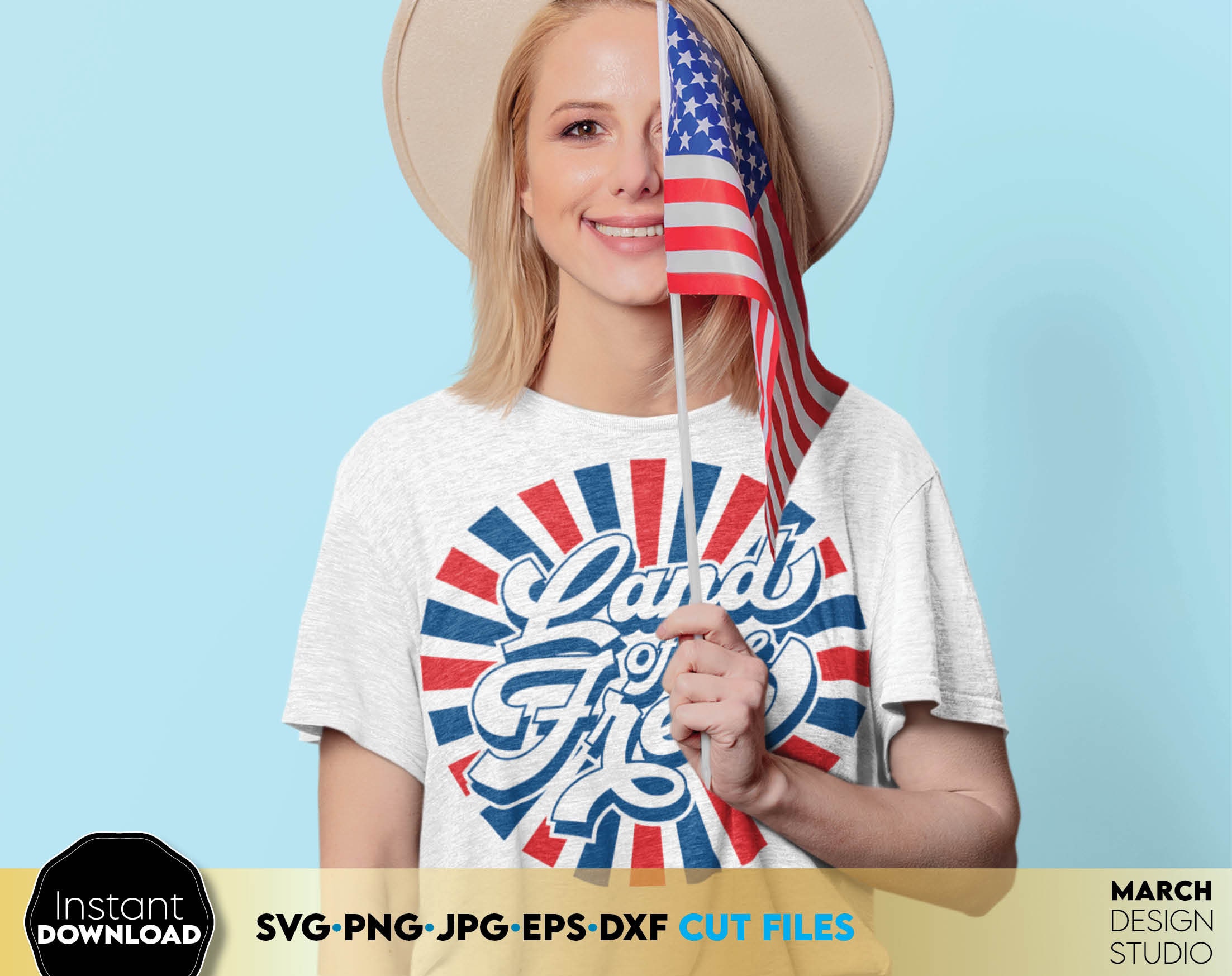 Land of the Free Svg Fourth of July Svg Retro 4th of July - Etsy