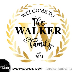 Familienname Monogramm SVG - Split Letter Frame Design - personalisiertes Nachname Schild - Sofortiger Download für Cricut & Silhouette