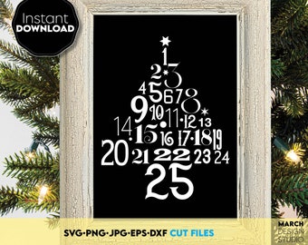 Weihnachts-Countdown SVG PNG | Adventskalender | Adventskalender Clipart Cut Dateien für Cricut Silhouette