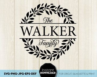 Family Name Wreath Monogram SVG: Laser Cut Letters (Digital Download)