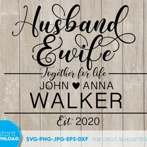 Man en vrouw SVG | op maat gemaakt familiebord | Bruiloft monogram svg | Bruiloft-svg voor cricut | net getrouwd-svg | bruiloft huwelijk svg png