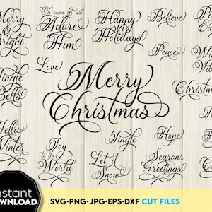 Bundle de dicton de Noël SVG Noël SVG Say Believe SVG vacances dicton Svg Noël chrétien Svg Citation de Noël svg coupe Clipart Png
