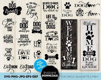 犬のSVGバンドル：ペット愛好家の名言、クリカット＆シルエットファイル