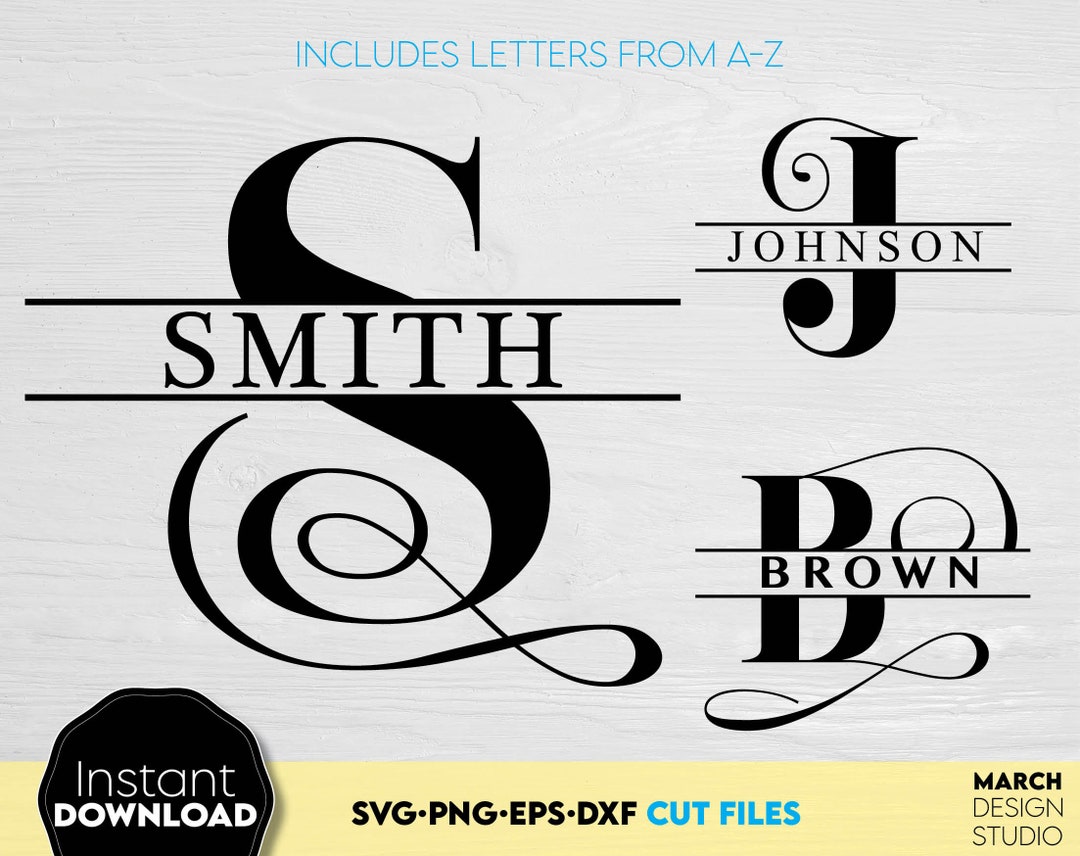 Split Monogram SVG, Monogram SVG, Family Monogram SVG, Split Letters ...