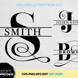 Split Monogram SVG, Monogram SVG, Family Monogram SVG, Split Letters svg, Wedding Monogram svg, Personalized Gift svg, Last Name Sign Png