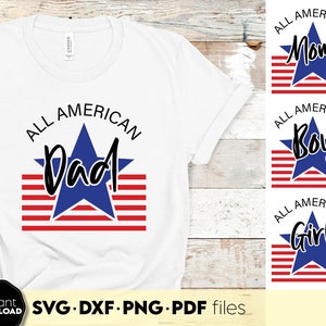 Paquete de SVG de familia estadounidense / SVG familiar del 4 de julio / SVG estadounidense / Diseños de camisetas familiares del 4 de julio a juego