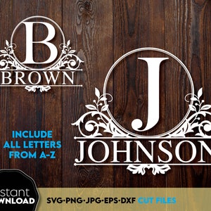 Split Letter Family Monogram SVG: Wedding Name Frame (Digital Files)