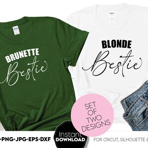 blond en donkerbruin bijpassend shirt | besties hart svg | vrienden zeggen citaat | Bff Svg Png | besties-shirts voor 2 | beste vrienden svg png