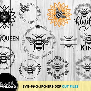 Bee Kind Tee Inspirational Shirt SVG Bundle - Honey Bee SVG - Bee Kind SVG - Bee Svg Bundle - Bee Clipart - Flying Bee Svg - Bee Logo Design