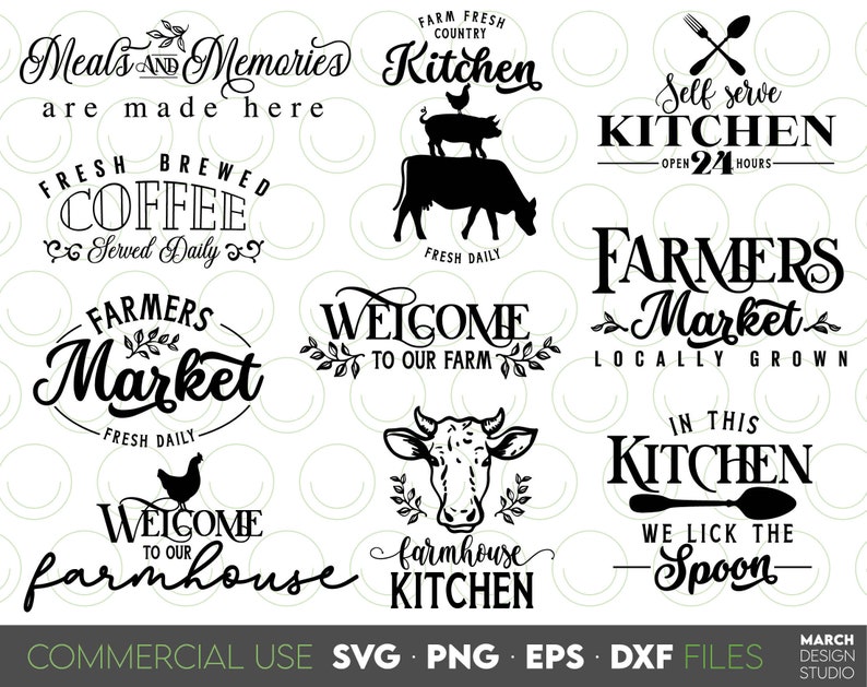 Farmhouse Kitchen SVG Bundle: Rustic Sign Designs, Digital Download - Etsy