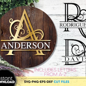 Familienname Monogramm | geteilte Buchstaben svg | Hochzeit Monogramm svg | Familie Monogramm svg | Nachname svg | geteiltes Monogramm svg png