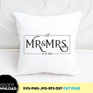 Meneer en mevrouw Svg Png - heer en mevrouw Est 2025 SVG - heer en mevrouw SVG - bruiloft teken svg - Just Married shirt svg-bestanden voor Cricut heer en mevrouw shirt