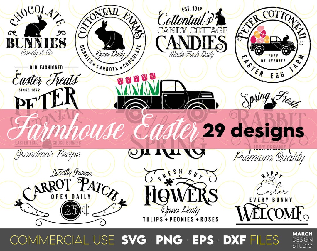 Easter Farmhouse SVG Bundle: Spring Decor Designs, Digital Download - Etsy