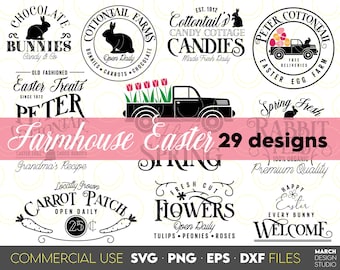Easter Farmhouse SVG Bundle: Spring Decor Designs, Digital Download