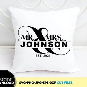 Dhr en Mevr. est svg - bruiloft monogram svg - familie monogram svg - mr mrs svg - net getrouwd svg - bestand voor cricut svg - familienaam monogram