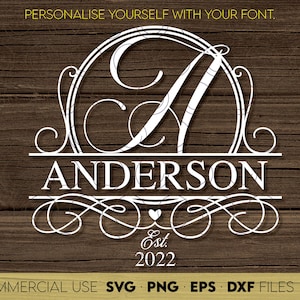 Split Monogram Frame SVG | Family Name Sign, Wedding (Digital Download)