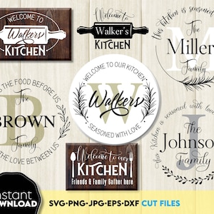 Kitchen Monogram Bundle SVG | Split Monogram SVG | Split Kitchen Monogram SVG | Family Monogram svg | Family Name Sign svg | Last Name svg