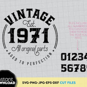 Vintage Birthday 1970 - 79 SVG Bündel | Retro Geburtstags-Shirt svg | Gealtert zur Perfektion svg | alle Dateien für Originalteile für Cricut Silhouette