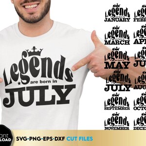 Legenden worden geboren in een svg-bundel | SVG-bestand knippen | Vader verjaardag shirt svg | verjaardag per maand svg | Svg-bestanden voor cricut silhouette