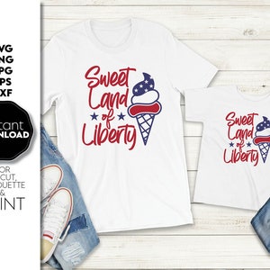Dulce Tierra de la Libertad SVG PNG Camiseta divertida con la bandera de EE. UU. SVG PNG Cuatro de julio SVG Tierra patriótica del Día de la Independencia SVG PNG DXF