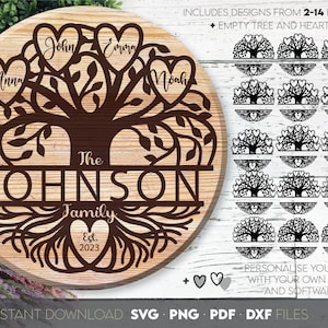 Stammbaum SVG | Familientreffen SVG | Stammbaum Cricut | Baum des Lebens svg | Split Monogramm svg | Stammbaum png | Silhouette Clipart
