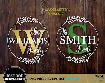 Last Name Monogram SVG: Circle Family Sign (Digital Download)
