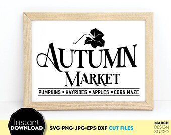 Mercato autunnale in fattoria SVG: zucche, giri in carrozza trainata da cavalli, mele - Download digitale