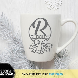 Kerstmonogram SVG | Gesplitste kerstmonogram SVG | Gesplitst monogram SVG | Kerstornamenten svg | Svg-bestanden voor cricut | Kerst-svg