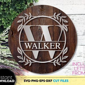 Circle monogram font letters bundle from   A - Z. All letters position is in the middle in the circle and laurel leaf is around of circle. Use for cutting form vinyl, sublimation, laser cut or grave, Print and DTF print projects as well. SVG, PNG, DXF, EPS files included. Compatible with Cricut, Silhouette, Glowforge and other equipment. Buy now with 50% discount and enjoy!