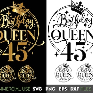 45º Aniversário Rainha SVG | 45º Aniversário SVG | Quarenta e Cinco Aniversário Camisa SVG | 45º Aniversário Presente svg | Arquivos Para Cricut Silhueta svg png