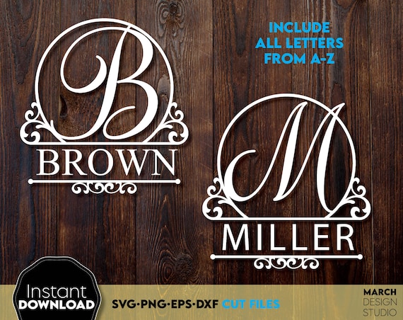 Split Monogram SVG PNG Bundle Alphabet Letters Like Family Name Initial, Wedding Decor Digital Download
