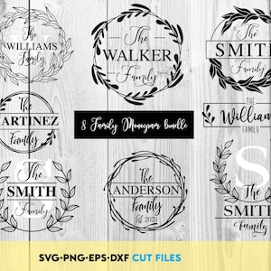 Monogram SVG-bundel | Gesplitst monogram SVG | Bruiloft monogram SVG | Achternaam monogram svg | Familiemonogram svg | Lasergesneden bestanden | Naambordje