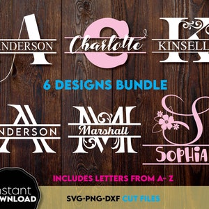 Split Monogram SVG | Floral Monogram SVG | Split Monogram Letters SVG | Split Alphabet svg | Monogram Letters svg | Family Name Monogram svg