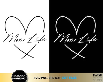Archivo de corte minimalista para mamá con corazón, diseño de camiseta para la maternidad, cita de mamá escrita a mano, regalo para el Día de la Madre con Cricut.