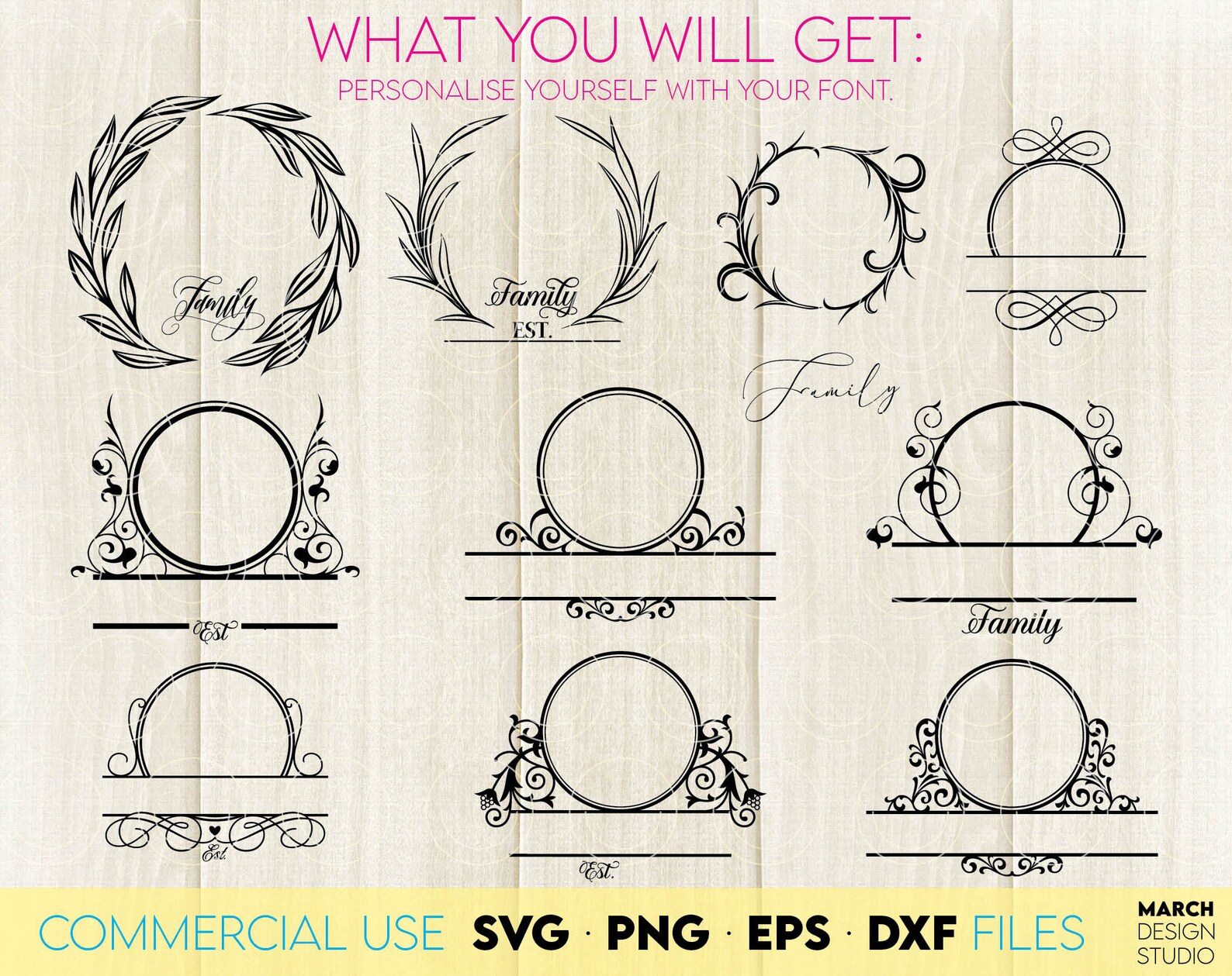 Monogram Frame SVG Split Monogram SVG Family Sign Svg | Etsy