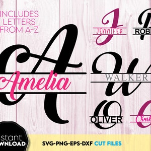 Geteiltes Monogramm SVG Bundle | Blumenmonogramm SVG | Monogramm Buchstaben SVG | Split Alphabet svg | Split-Monogramm svg | Name Monogramm svg | dxf