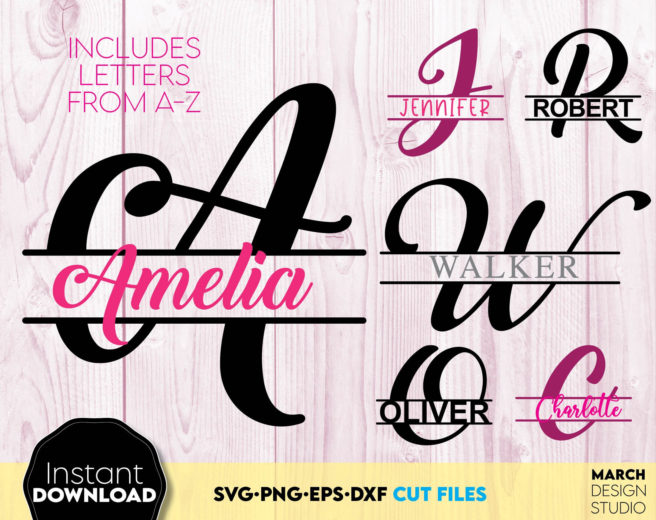 Premium Vector  Set floral monograms split in form frame frame made rose  flowers and leaves and bee cutting svg file