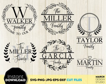Monogram SVG Bundle: Split Letter Family Name Sign, Digital Download
