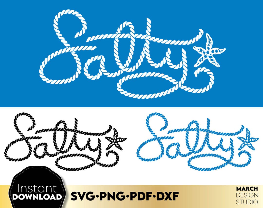 Salty Rope Script SVG: Nautical Beach Typography Coastal Summer Cut ...