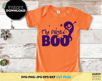 My First Boo Halloween SVG PNG, Baby Ghost Cricut Silhouette File, Digital Download