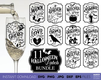 Halloween Potion Labels SVG Bundle, Apothecary Labels (Digital Download)