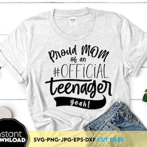 Stolze Mutter des offiziellen Teenager-Shirts Png SVG, 13. Geburtstag Mom Shirt SVG, stolze Mutter svg Geburtstag svg 13