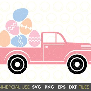 Vintage Easter truck with easter eggs png svg, happy easter clipart png, easter bunny svg png, easter plotter file png, ostern plott file