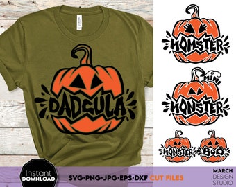 Funny Halloween Family SVG Bundle: Momster, Dadcula, Monster, Digital Files
