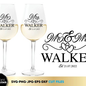 segno mr e mrs svg / monogramma matrimonio svg / regali matrimonio per coppia svg / segno cognome svg / nome di famiglia svg / segno appena sposati svg