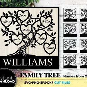 Family Tree SVG | Family Reunion SVG | Family Tree Cricut | Tree Of Life svg | Split monogram svg | Family tree png | Silhouette Clipart