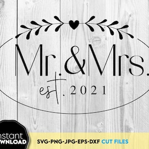 Mr And Mrs Sign SVG | Just Married SVG | Wedding Sign SVG Files For Cricut | Engaged svg | Honeymoon svg | Wedding Matching Shirt svg | png