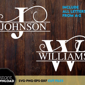 Geteiltes Monogramm SVG | Monogramm SVG | Familie Monogramm SVG | Split Buchstaben svg | Hochzeit Monogramm svg | Nachname-Monogramm-Svg-Dateien für Cricut