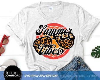 Summer Vibes Leopard Sunglasses PNG SVG | Trendy Shirt Design Digital Download